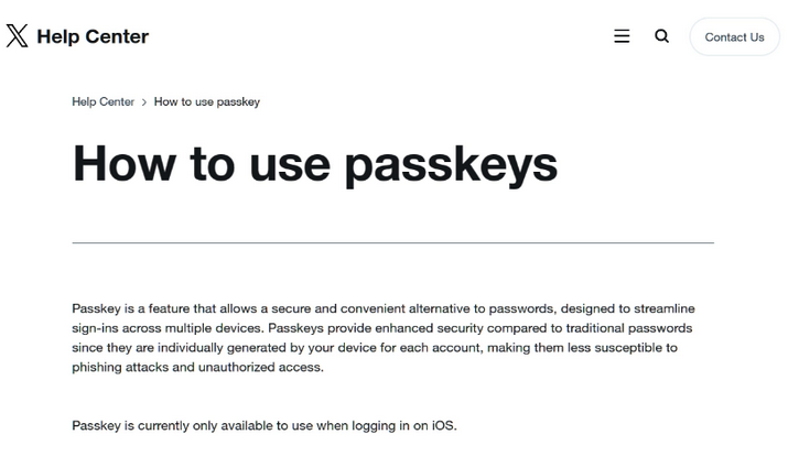 乌坡镇苹果维修店铺分享iOS用户如何通过通行密钥(Passkey)登录 